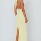 Ray Of Light Ruched Halterneck Maxi Dress Lemon - thumbnail 3