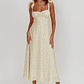 Sweet Pea Floral Tied Straps Midi Dress Yellow - thumbnail 1