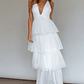 Auguste Tiered Frill Midi Dress White - thumbnail 3