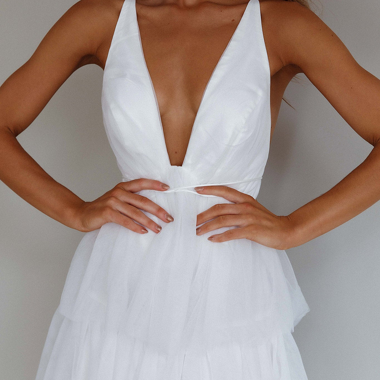 Auguste Tiered Frill Midi Dress White 4
