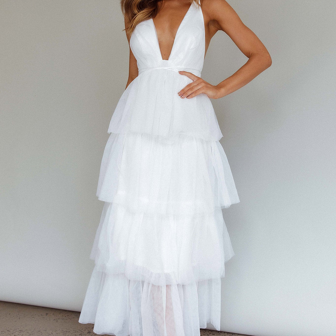 Auguste Tiered Frill Midi Dress White 6