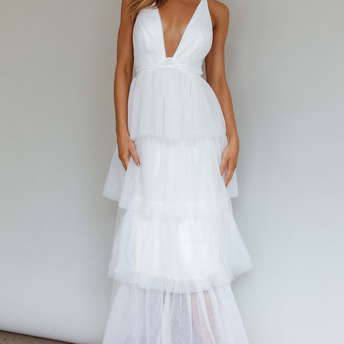 Auguste Tiered Frill Midi Dress White 7