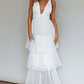 Auguste Tiered Frill Midi Dress White - thumbnail 7