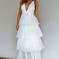 Auguste Tiered Frill Midi Dress White - thumbnail 8