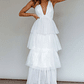 Auguste Tiered Frill Midi Dress White - thumbnail 9