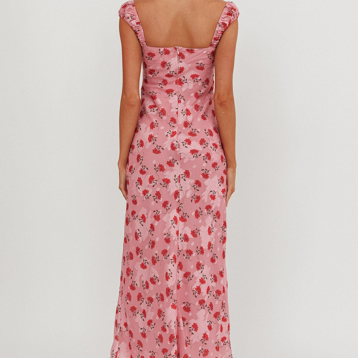 Femme Belle Ribbon Trim Maxi Dress Floral Pink 2