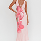 Cinders Tied Plunging Neckline Maxi Dress Flower Pink - thumbnail 1
