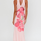Cinders Tied Plunging Neckline Maxi Dress Flower Pink - thumbnail 2