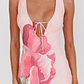 Cinders Tied Plunging Neckline Maxi Dress Flower Pink - thumbnail 3