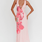Cinders Tied Plunging Neckline Maxi Dress Flower Pink - thumbnail 5