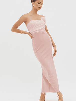 Karaline Strapless Bust Accent Maxi Dress Blush
