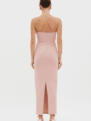 Karaline Strapless Bust Accent Maxi Dress Blush