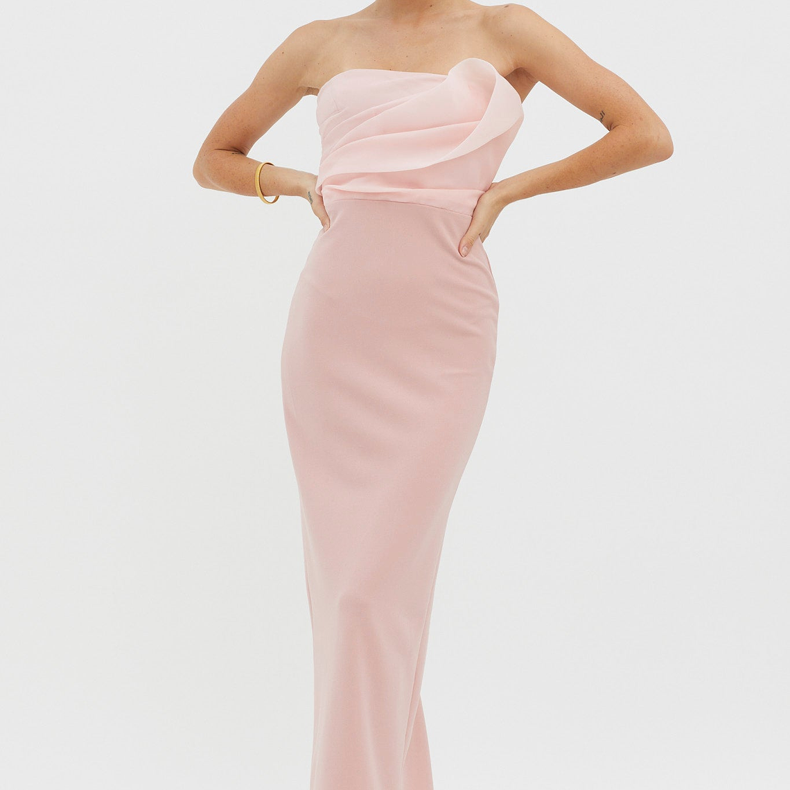 Karaline Strapless Bust Accent Maxi Dress Blush 3