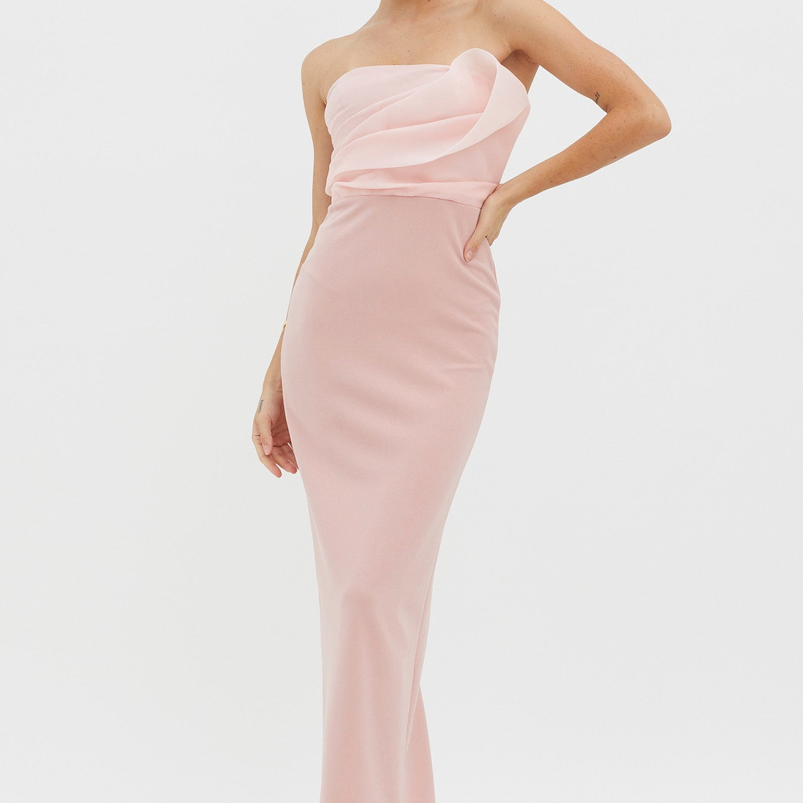 Karaline Strapless Bust Accent Maxi Dress Blush 5