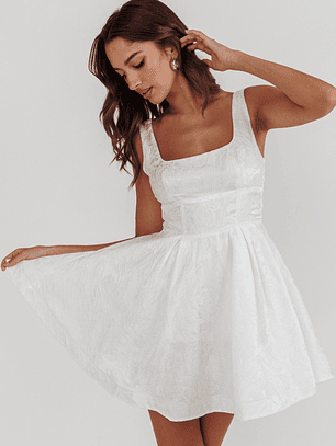 Belle Enchante Jacquard Mini Dress White
