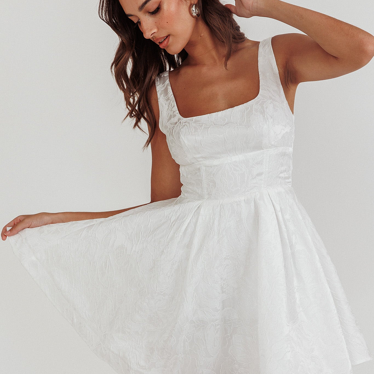 Belle Enchante Jacquard Mini Dress White 1