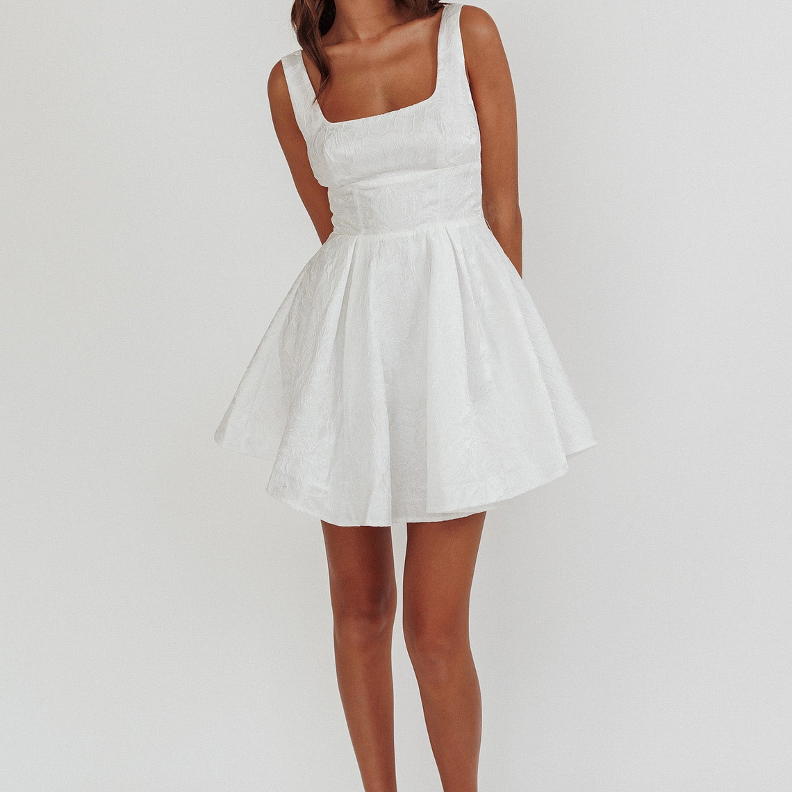 Belle Enchante Jacquard Mini Dress White 3