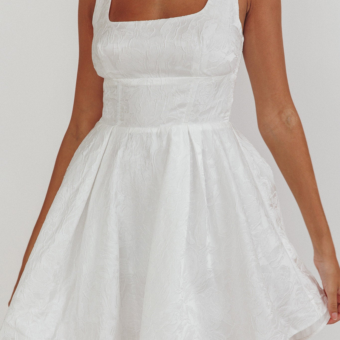 Belle Enchante Jacquard Mini Dress White 4