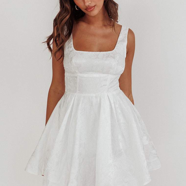 Belle Enchante Jacquard Mini Dress White 5