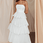Giavana Strapless Layered Midi Dress Off White - thumbnail 1