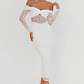 Oliana Off-Shoulder Mesh Maxi Dress White - thumbnail 1