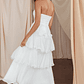 Giavana Strapless Layered Midi Dress Off White - thumbnail 2