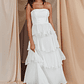 Giavana Strapless Layered Midi Dress Off White - thumbnail 3