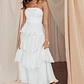 Giavana Strapless Layered Midi Dress Off White - thumbnail 5