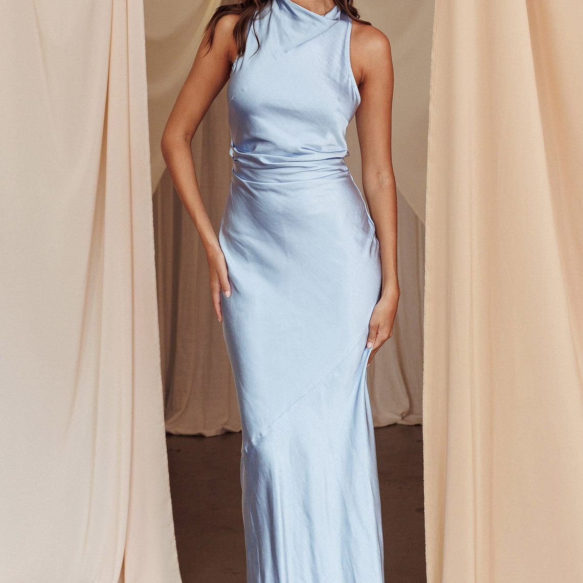 Moonlight Mirage Criss-Cross Back Maxi Dress Blue 1