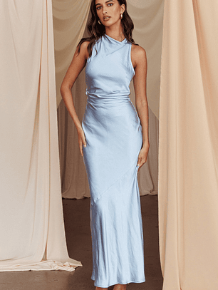 Moonlight Mirage Criss-Cross Back Maxi Dress Blue