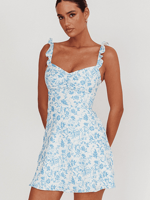 Sorbet A Line Mini Dress Blue