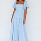 Lula Gathered Bust Midi Dress Blue - thumbnail 1