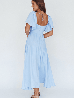 Lula Gathered Bust Midi Dress Blue