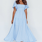 Lula Gathered Bust Midi Dress Blue - thumbnail 3
