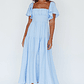 Lula Gathered Bust Midi Dress Blue - thumbnail 4