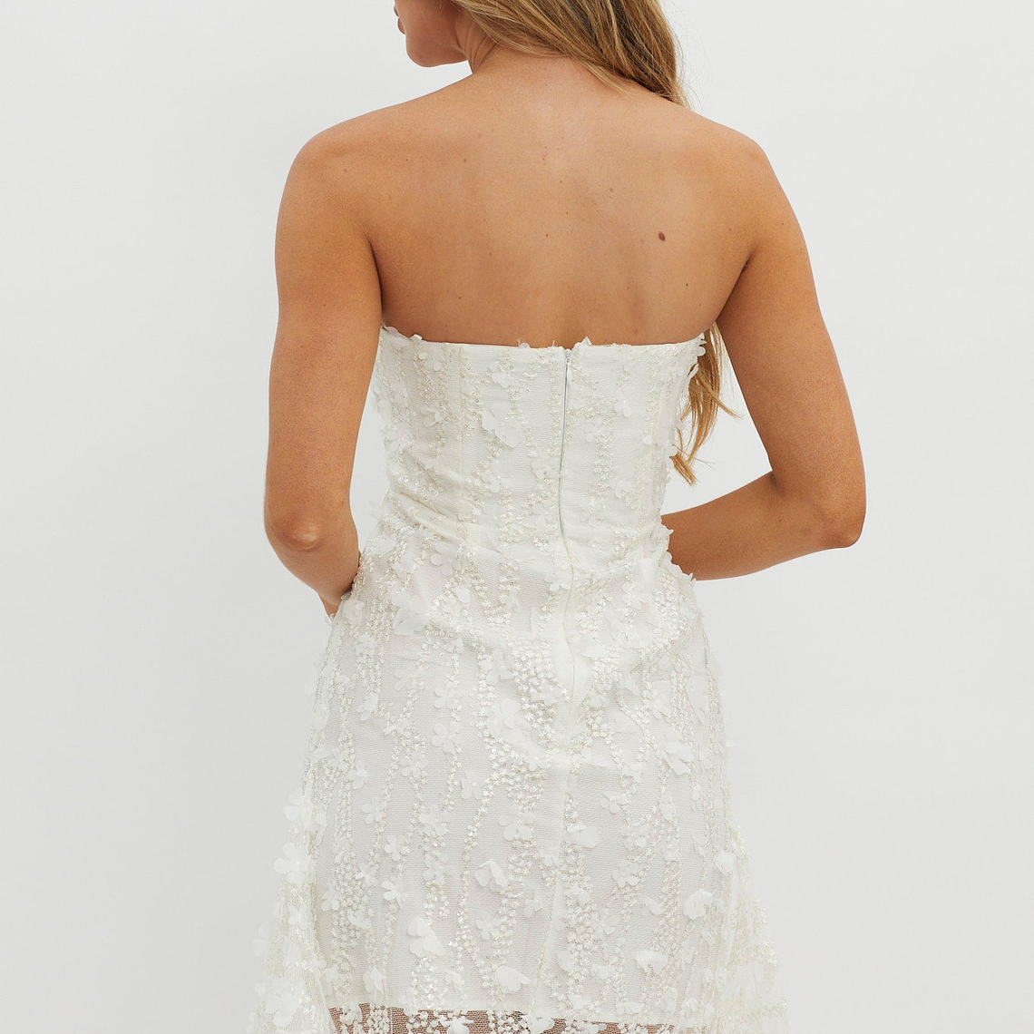 Lacynda Strapless Embellished Mini Dress White 2