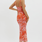Fortune Lace Trim Mesh Midi Dress Orange - thumbnail 3