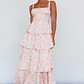 Provence Bloom Tiered Midi Dress Floral Orange - thumbnail 5