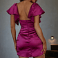 Aphrodite Molded Bust Angel Sleeve Wrap Dress Fuchsia - thumbnail 2