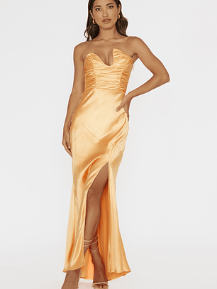 Blaise Asymmetric Neckline Maxi Dress Apricot