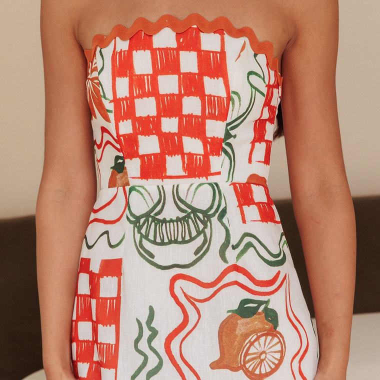 Cypress Ric Rac Trim Strapless Dress Orange 5