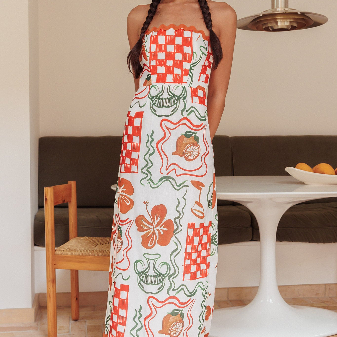 Cypress Ric Rac Trim Strapless Dress Orange 6