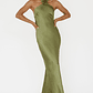 High Roller Flower Decoration Halter Dress Olive - thumbnail 1