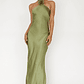 High Roller Flower Decoration Halter Dress Olive - thumbnail 3