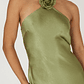 High Roller Flower Decoration Halter Dress Olive - thumbnail 4