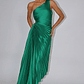 Brooklynn One-Shoulder Accordion Pleat Dress Kelly Green - thumbnail 3