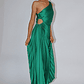 Brooklynn One-Shoulder Accordion Pleat Dress Kelly Green - thumbnail 5