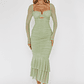 Nadia Long Sleeve Fishtail Midi Dress Mint - thumbnail 1