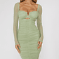 Nadia Long Sleeve Fishtail Midi Dress Mint - thumbnail 4