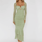 Nadia Long Sleeve Fishtail Midi Dress Mint - thumbnail 5